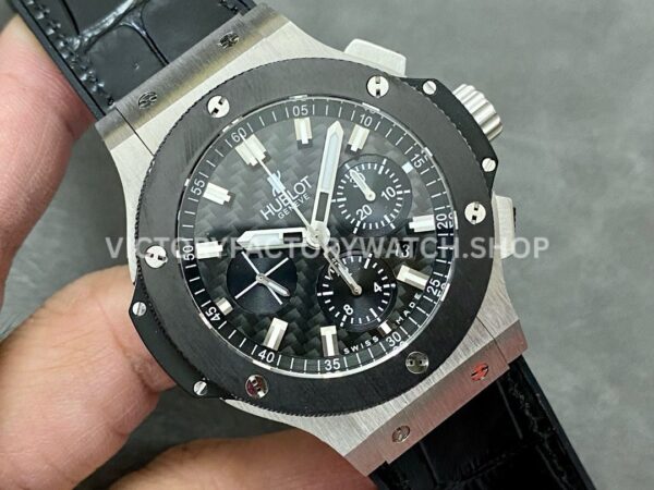 HB Factory Hublot Big Bang 301.SM.1770.LR 44mm Steel Leather Strap Ceramic Bezel Black Dial