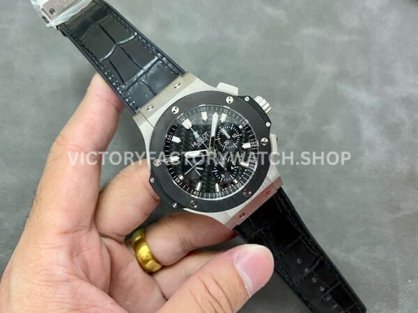 HB Factory Hublot Big Bang 301.SM.1770.LR 44mm Steel Leather Strap Ceramic Bezel Black Dial