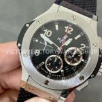 HB Factory Hublot Big Bang 301.SX.130.RX 44mm Steel Leather Strap Titanium Bezel Black Dial