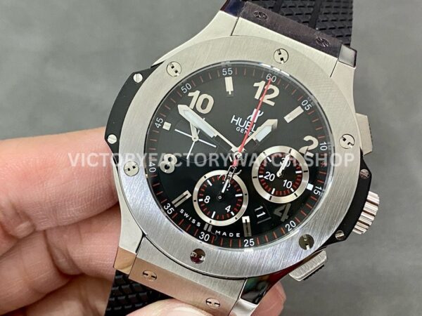 HB Factory Hublot Big Bang 301.SX.130.RX 44mm Steel Leather Strap Titanium Bezel Black Dial