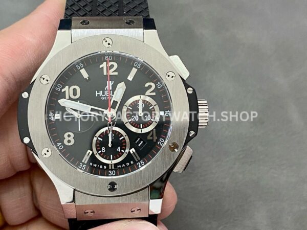 HB Factory Hublot Big Bang 301.SX.130.RX 44mm steel leather strap titanium bezel black dial replica watch