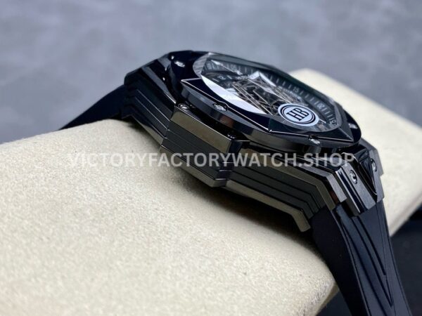 HB Factory Hublot Big Bang Sang Bleu 418.CX.1107.RX.MXM22 45mm Ceramic Black Rubber Strap White Needle Skeletonized Black Dial