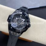 HB Factory Hublot Big Bang Sang Bleu 418.CX.1107.RX.MXM22 45mm Ceramic Black Rubber Strap White Needle Skeletonized Black Dial