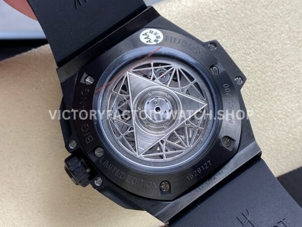 HB Factory Hublot Big Bang Sang Bleu 418.CX.1107.RX.MXM22 45mm Ceramic Black Rubber Strap White Needle Skeletonized Black Dial