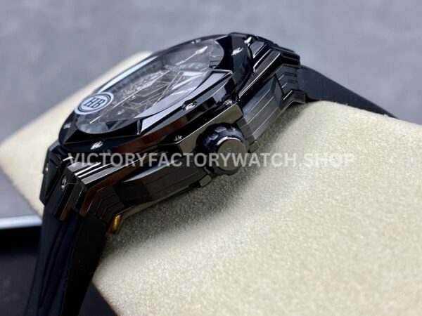 HB Factory Hublot Big Bang Sang Bleu 418.CX.1107.RX.MXM22 45mm Ceramic Black Rubber Strap White Needle Skeletonized Black Dial