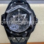 HB Factory Hublot Big Bang Sang Bleu 418.CX.1107.RX.MXM22 45mm ceramic black rubber strap white needle skeletonized black dial replica watch