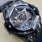 HB Factory Hublot Big Bang Sang Bleu 418.CX.1107.RX.MXM22 45mm Ceramic Black Rubber Strap White Needle Skeletonized Black Dial