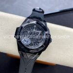 HB Factory Hublot Big Bang Sang Bleu 418.CX.1114.RX.MXM20 45mm Ceramic Black Rubber Strap Grey Needle Skeletonized Black Dial