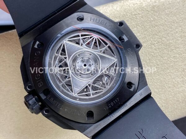 HB Factory Hublot Big Bang Sang Bleu 418.CX.1114.RX.MXM20 45mm Ceramic Black Rubber Strap Grey Needle Skeletonized Black Dial