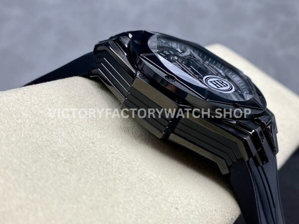 HB Factory Hublot Big Bang Sang Bleu 418.CX.1114.RX.MXM20 45mm Ceramic Black Rubber Strap Grey Needle Skeletonized Black Dial