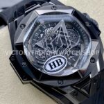 HB Factory Hublot Big Bang Sang Bleu 418.CX.1114.RX.MXM20 45mm Ceramic Black Rubber Strap Grey Needle Skeletonized Black Dial