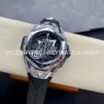 HB Factory Hublot Big Bang Sang Bleu 418.NX.1107.RX.1604.MXM20 45mm Titanium Diamond Black Rubber Strap Skeletonized Black Dial