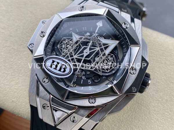 HB Factory Hublot Big Bang Sang Bleu 418.NX.1107.RX.MXM19 45mm Titanium Black Rubber Strap Skeletonized Black Dial
