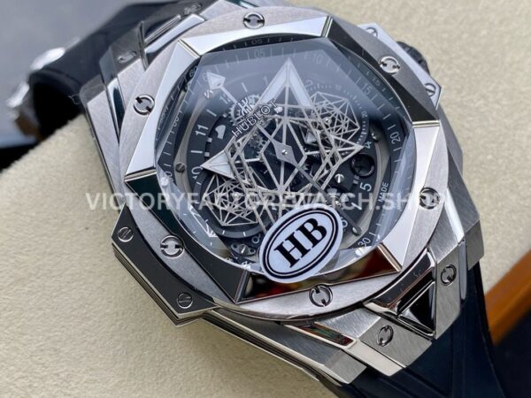 HB Factory Hublot Big Bang Sang Bleu 418.NX.1107.RX.MXM19 45mm Titanium Black Rubber Strap Skeletonized Black Dial