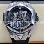 HB Factory Hublot Big Bang Sang Bleu 418.NX.1107.RX.MXM19 45mm titanium black rubber strap skeletonized black dial replica watch