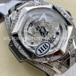 HB Factory Hublot Big Bang Sang Bleu 418.NX.2001.RX.1604.MXM20 45mm Titanium Diamond White Rubber Strap Skeletonized White Dial