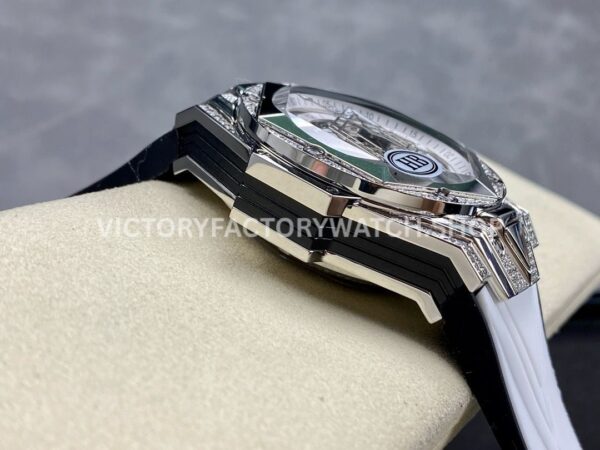 HB Factory Hublot Big Bang Sang Bleu 418.NX.2001.RX.1604.MXM20 45mm Titanium Diamond White Rubber Strap Skeletonized White Dial