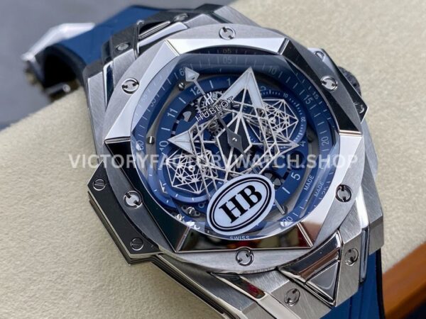 HB Factory Hublot Big Bang Sang Bleu 418.NX.2001.RX.MXM20 45mm Titanium Blue Rubber Strap Skeletonized Blue Dial