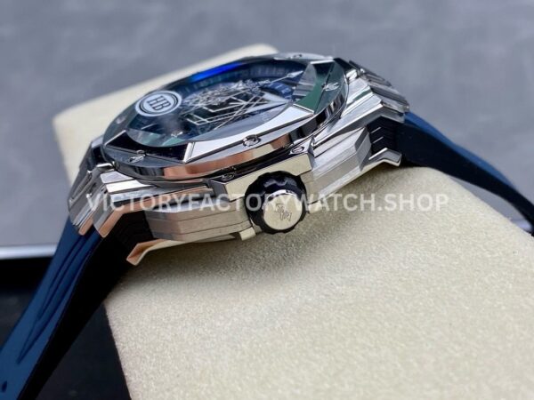 HB Factory Hublot Big Bang Sang Bleu 418.NX.2001.RX.MXM20 45mm Titanium Blue Rubber Strap Skeletonized Blue Dial