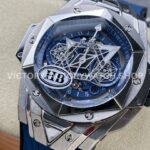 HB Factory Hublot Big Bang Sang Bleu 418.NX.2001.RX.MXM20 45mm Titanium Blue Rubber Strap Skeletonized Blue Dial