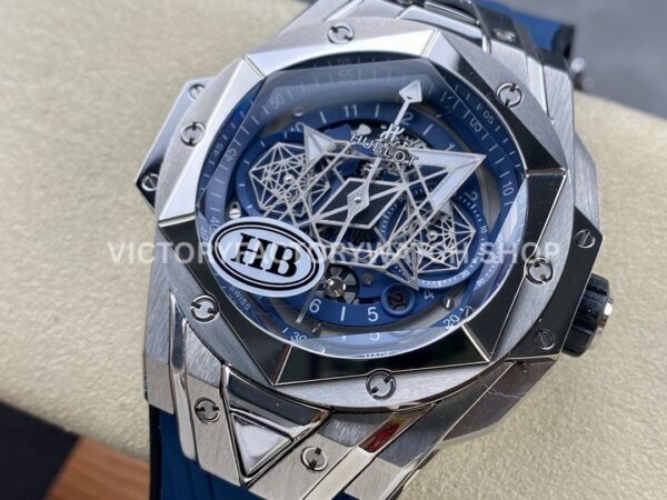HB Factory Hublot Big Bang Sang Bleu 418.NX.2001.RX.MXM20 45mm Titanium Blue Rubber Strap Skeletonized Blue Dial