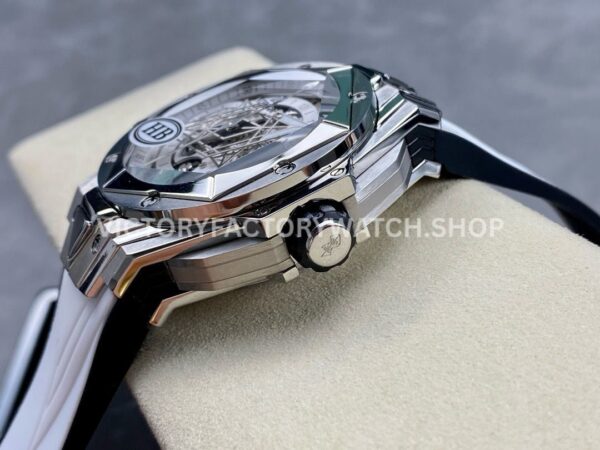 HB Factory Hublot Big Bang Sang Bleu 418.NX.2001.RX.MXM20 45mm Titanium White Rubber Strap Skeletonized White Dial