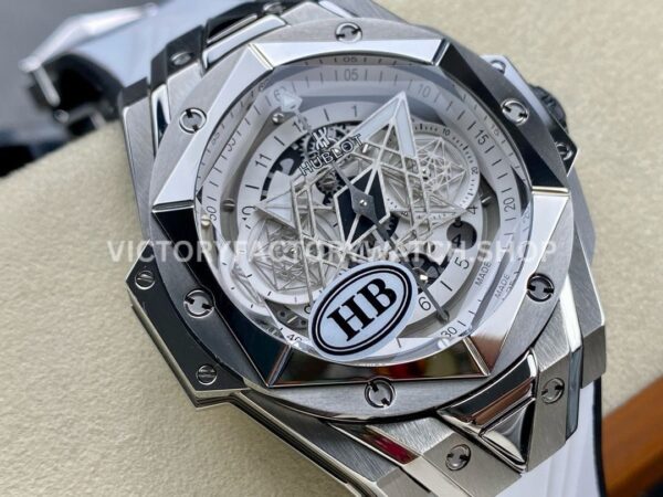 HB Factory Hublot Big Bang Sang Bleu 418.NX.2001.RX.MXM20 45mm Titanium White Rubber Strap Skeletonized White Dial