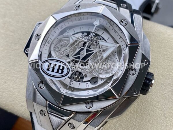 HB Factory Hublot Big Bang Sang Bleu 418.NX.2001.RX.MXM20 45mm Titanium White Rubber Strap Skeletonized White Dial