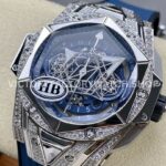 HB Factory Hublot Big Bang Sang Bleu 418.NX.5107.RX.1604.MXM20 45mm Titanium Diamond Blue Rubber Strap Skeletonized Blue Dial