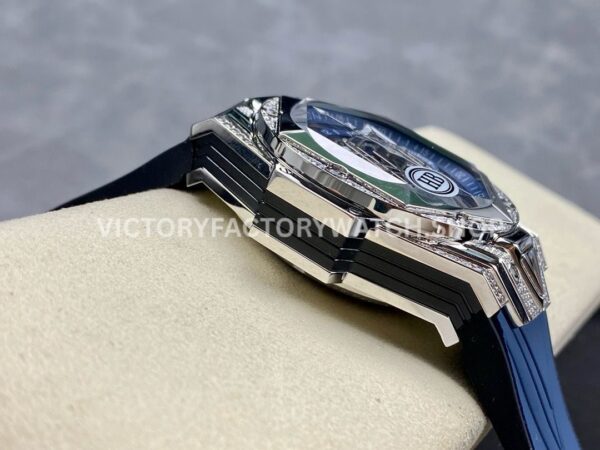 HB Factory Hublot Big Bang Sang Bleu 418.NX.5107.RX.1604.MXM20 45mm Titanium Diamond Blue Rubber Strap Skeletonized Blue Dial
