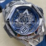 HB Factory Hublot Big Bang Sang Bleu 418.NX.5107.RX.1604.MXM20 45mm Titanium Diamond Blue Rubber Strap Skeletonized Blue Dial