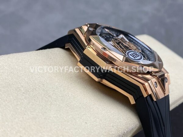 HB Factory Hublot Big Bang Sang Bleu 418.OX.1108.RX.MXM19 45mm Rose Gold Black Rubber Strap Skeletonized Black Dial