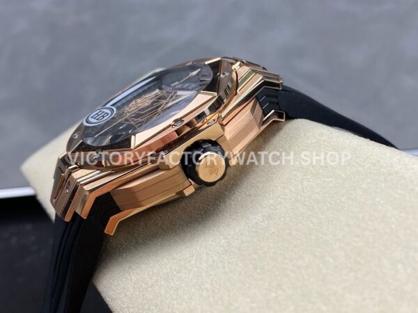 HB Factory Hublot Big Bang Sang Bleu 418.OX.1108.RX.MXM19 45mm Rose Gold Black Rubber Strap Skeletonized Black Dial