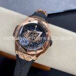 HB Factory Hublot Big Bang Sang Bleu 418.OX.1108.RX.MXM19 45mm Rose Gold Black Rubber Strap Skeletonized Black Dial