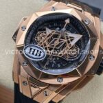 HB Factory Hublot Big Bang Sang Bleu 418.OX.1108.RX.MXM19 45mm Rose Gold Black Rubber Strap Skeletonized Black Dial