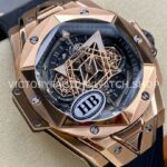HB Factory Hublot Big Bang Sang Bleu 418.OX.1108.RX.MXM19 45mm Rose Gold Black Rubber Strap Skeletonized Black Dial