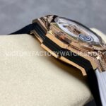 HB Factory Hublot Big Bang Sang Bleu 418.OX.2001.RX.1604.MXM20 45mm Rose Gold Diamond White Rubber Strap Skeletonized White Dial