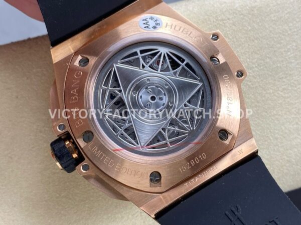 HB Factory Hublot Big Bang Sang Bleu 418.OX.2001.RX.MXM20 45mm Rose Gold White Rubber Strap Skeletonized White Dial