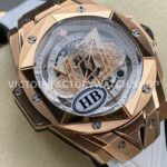 HB Factory Hublot Big Bang Sang Bleu 418.OX.2001.RX.MXM20 45mm Rose Gold White Rubber Strap Skeletonized White Dial