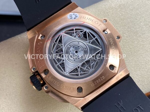 HB Factory Hublot Big Bang Sang Bleu 418.OX.5108.RX.1604.MXM20 45mm Rose Gold Diamond Blue Rubber Strap Skeletonized Blue Dial