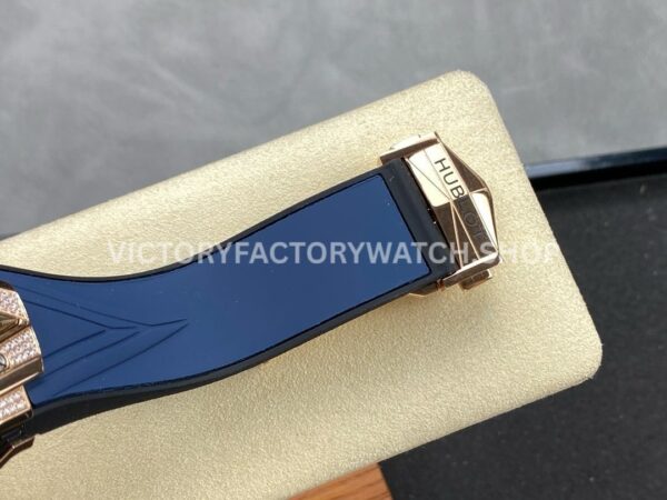 HB Factory Hublot Big Bang Sang Bleu 418.OX.5108.RX.1604.MXM20 45mm Rose Gold Diamond Blue Rubber Strap Skeletonized Blue Dial