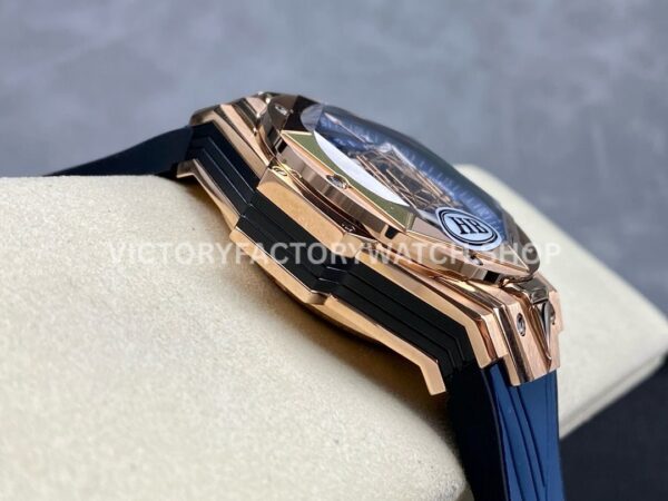 HB Factory Hublot Big Bang Sang Bleu 418.OX.5108.RX.MXM20 45mm Rose Gold Blue Rubber Strap Skeletonized Blue Dial
