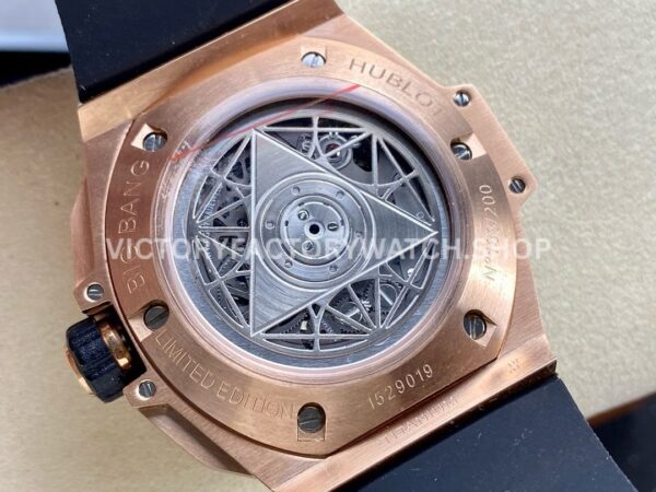 HB Factory Hublot Big Bang Sang Bleu 418.OX.5108.RX.MXM20 45mm Rose Gold Blue Rubber Strap Skeletonized Blue Dial