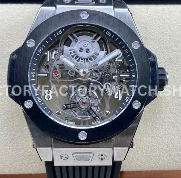 HB Factory Hublot Big Bang Tourbillon 429.NM.0170.RX.Y0S 45mm titanium rubber strap Arabic numerals skeletonized dial replica watch