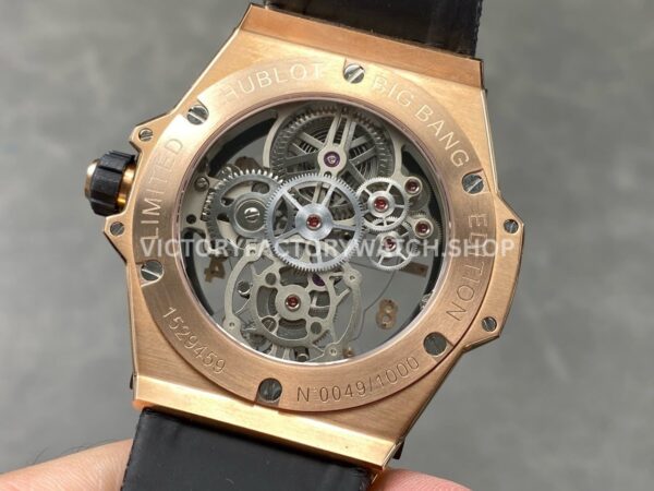 HB Factory Hublot Big Bang Tourbillon 429.NS.0170.RX.YOS 45mm Rose Gold Canvas Strap Ceramic Bezel Arabic Numerals Skeletonized Dial