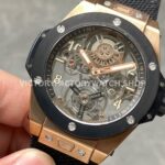 HB Factory Hublot Big Bang Tourbillon 429.NS.0170.RX.YOS 45mm Rose Gold Canvas Strap Ceramic Bezel Arabic Numerals Skeletonized Dial