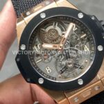 HB Factory Hublot Big Bang Tourbillon 429.NS.0170.RX.YOS 45mm Rose Gold Canvas Strap Ceramic Bezel Arabic Numerals Skeletonized Dial