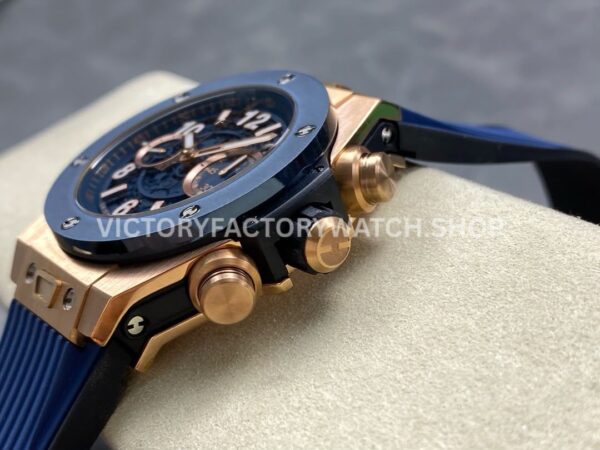 HB Factory Hublot Big Bang Unico 421.OL.5180.RX 45mm Rose Gold Rubber Strap Skeletonized Blue Dial