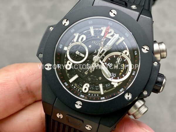 HB Factory Hublot Big Bang Unico 411.CI.1170.RX 45mm Black Ceramics Black Rubber Strap Black Skeletonized Dial
