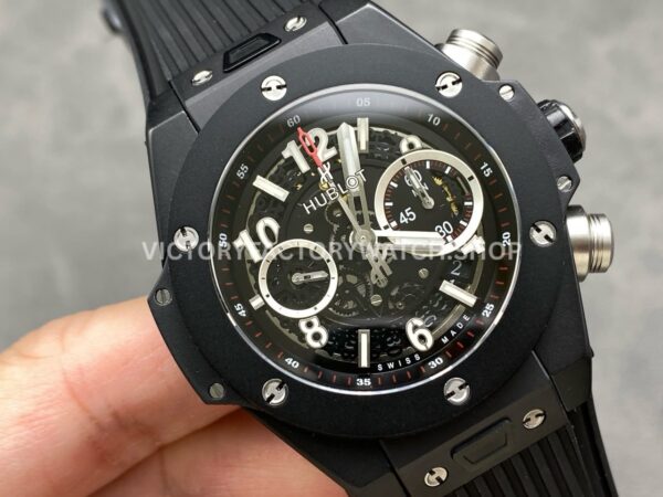 HB Factory Hublot Big Bang Unico 411.CI.1170.RX 45mm Black Ceramics Black Rubber Strap Black Skeletonized Dial